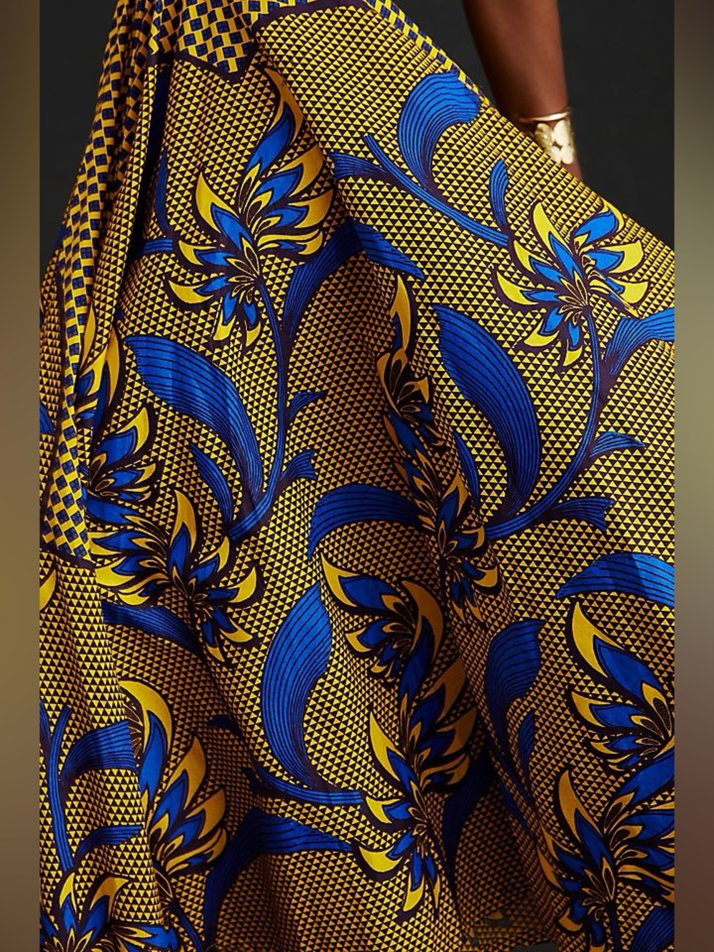 NWT Sika for Anthropologie Strapless Blue and Yellow Ankara Floral Midi Dress 12 - Picture 2 of 9